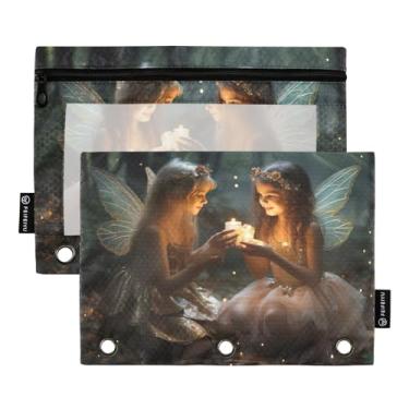 Imagem de Wassud Pastas de fichário com 3 furos de 3 furos Lovely Angels Pasta organizadora de arquivos para escritório em casa, pacote com 2