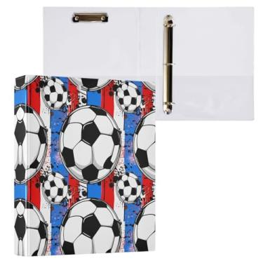 Imagem de STAYTOP Organizador de fichário redondo de futebol, fichário de 3 anéis com prancheta (carta A4), fichário fofo para material de escritório escolar