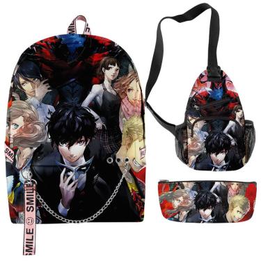 Imagem de Conjunto de mochilas Personas Amamiyas Rens Anime School 3 unidades