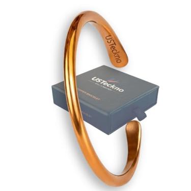 Imagem de USTeckno Pulseira de cobre 100% puro forjada à mão. Feita com cobre sólido de alto calibre e benefícios para a saúde. Melhore seu bem-estar com estilo.., One Size, Cobre, Sem Pedra Preciosa