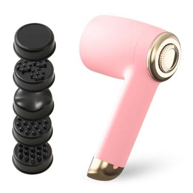 Imagem de Massageador Elétrico Corporal Portátil, 5 Cabeças de Massagem, Bateria Recarregável USB-C, Alívio Muscular e Drenagem Linfática, Plástico ABS, 25W, Design Ergonômico (Rosa)