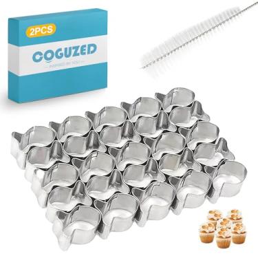 Imagem de CoguZed Pacote com 2 cortadores de biscoito de aço inoxidável com 25 cavidades com escova de limpeza para assar caseiros, lanches e artigos de festa