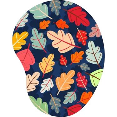 Imagem de Mouse Pad Ergonômico Gota Estampa Folhas Outono Azul