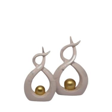 Imagem de Enfeite Rack Sala Estante Aparador Mesa Decoração Casa Escritorio Recepção Clinica Cerâmica Fosco(Mesclado Nude com prata)