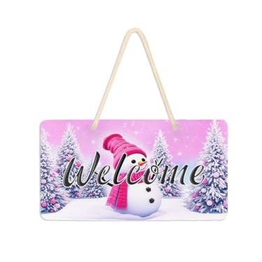 Imagem de Burbuja Placa de boas-vindas de boneco de neve para porta da frente, placa de boas-vindas de PVC para decoração de férias, 15 x 28 cm