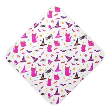Imagem de Burbuja Toalha de banho de bebê Halloween Elements - Toalha com capuz de musselina macia e absorvente para recém-nascidos, 76 x 76 cm