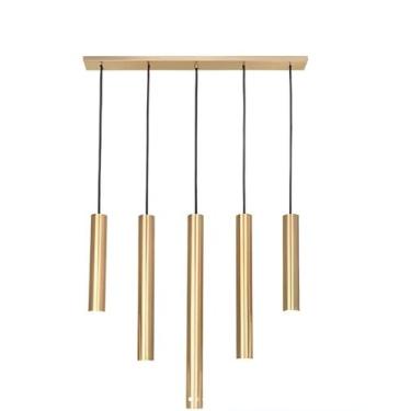 Imagem de Pendente Moderno Slim Tubular Linear P/5 Mini Dicroicas Canopla Única 