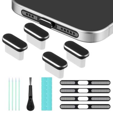 Imagem de YBEATY Pacote com 4 plugues de poeira USB C e alto-falante com conjunto de ferramentas de limpeza de escova de limpeza tipo C protetores de porta de carregamento capas de tela de alto-falante mais