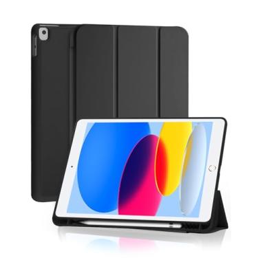 Imagem de Capa para iPad 9ª / 8ª / 7ª geração 10.2 Polegadas iPad Air 3 / Pro 10.5 Polegadas com Suporte para Pencil Parte Traseira em TPU Macio função de ativação/desativação automática, Preto
