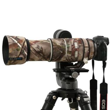 Imagem de OLEKURT Capa de lente para Canon RF 100-500 mm F/4,5-7,1 L é USM camuflagem capa de proteção para lente de câmera (cor #Camuflagem de selva) Capa de chuva