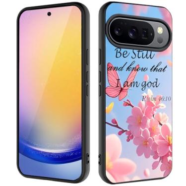 Imagem de Capa para Google Pixel 10 Pro XL, capa ultrafina de silicone líquido antiderrapante elegante, adequada para Pixel 10 Pro XL 17.3 cm, Cherry Butterfly Psalm 46:10