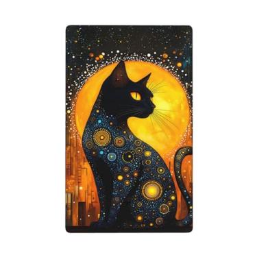 Imagem de Indokyeyqaz Placa decorativa de interruptor de luz decorativa para dispositivo preto lua dourada e lua dourada, 1 placa de interruptor e tampa de tomada 7 x 11,4 cm para cozinha, quarto, decoração de