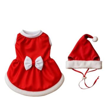 Imagem de Vestido com Gorro de Natal Pet, Vestidinho Noel para Cachorros e Gatos(4)