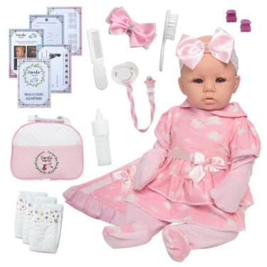 Imagem de Boneca Reborn Bebê de Silicone Com Bolsa Acessórios 48cm - Cegonha Reb