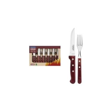 Imagem de Kit 12 Facas para Churrasco Beta, Aço Inoxidável, Lâmina Serrilhada, 21cm, Acabamento Polido Espelhado, Inox