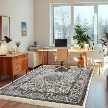 Imagem de 1 Tapete Escritório Grande Belga Luxo Es Cl 200 x 250 Vr (D10Cla Bege Branco Amarelo - Classico Medalhão Floral)