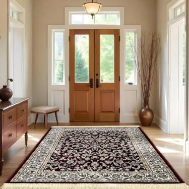 Imagem de 1 Tapete Entrada Porta Hall Grande Belga Es Cl 200 x 250 Vr (D3Cla Vermelho branco - Classico Medalhão Floral)