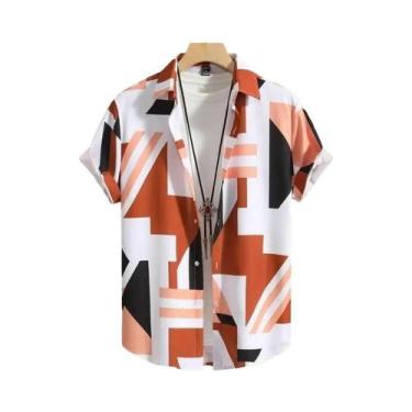 Imagem de Camisas Havaianas Masculinas De Manga Curta Com Estampa Em Patchwork 3