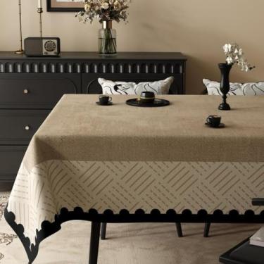 Imagem de Toalhas de mesa de jacquard francesas de algodão floral, toalha de mesa estilo listrada, toalha de mesa, impermeável, à prova de óleo, resistente a manchas, fácil de limpar, para jantares, festas tipo