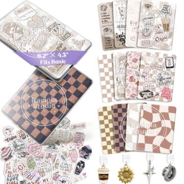 Imagem de Kaciola 12 peças de cartolina e 4 peças de pingentes para e-reader com 50 adesivos para inserção, capa traseira com tema de café de 15,7 x 11,9 cm, acessórios para e-reader básico, presentes para