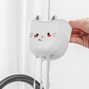 Imagem de 1 suporte de esponja de silicone para gatos com orifícios de drenagem, design que economiza espaço para pia de banheiro e organização de balcão de cozinha, gato