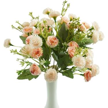 Imagem de Buquê de flores artificiais para vaso, 2 pacotes de flores de seda lilás sintéticas, decoração de hortênsia, arranjos de flores falsas, margaridas para mesa de casamento em casa, centro de mesa, vaso