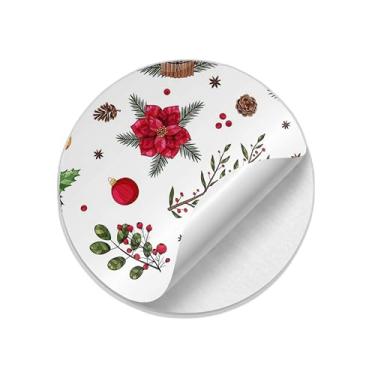 Imagem de Adesivos Redondos Natalinos Coloridos 25 Unidades Para Decoração Festiva - Tamanho 30x30cm