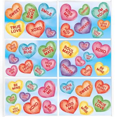 Imagem de Adesivos adesivos para janela de dia dos namorados, decorações de janela de corações de conversa doces, adesivos de coração para janelas de vidro, dia dos namorados, casamento, aniversário, escritório