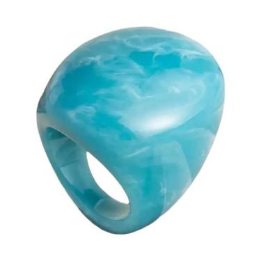 Imagem de Anel Largo De Resina Geométrica Boho Feminino 6 Estilos Joias De Festa