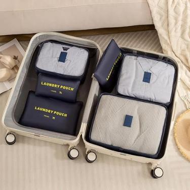 Imagem de Bolsa organizadora aprimorada de 6 peças para acessórios de viagem – perfeita para armazenamento de roupas de treino e viagem – azul-marinho