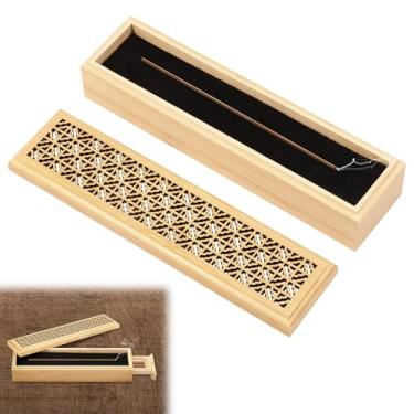 Imagem de Queimador de incenso de madeira com armazenamento, caixa de armazenamento de incenso de caixão com apanhador de cinzas para meditação, sala de ioga, quarto, sala de estudo, escritório, camada dupla