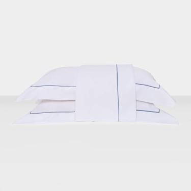 Imagem de Artelassê Jogo de Lençol Casal 250 Fios Linea Branco/Azul