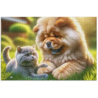Imagem de Quebra-cabeça Chow Chow para cães e gatos para adultos 1000 peças pintura animal natureza grande jogo de quebra-cabeça presentes tecnológicos, 75 x 40 centímetros