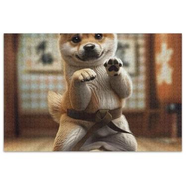 Imagem de Pose engraçada de karatê para cães, 1000 peças, quebra-cabeça para adultos, jogos de quebra-cabeça engraçados, presentes para jogos de arte
