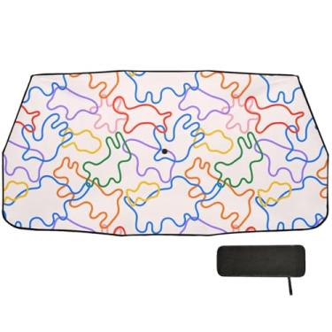Imagem de Guarda-sol engraçado abstrato em forma de animal veículo para-brisa cobertura completa guarda-sol de carro 147.3 cm x 75.4 cm sombra para janela de carro