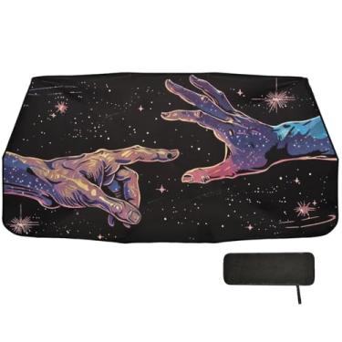 Imagem de Guarda-sol Space Two Hands Reaching Para-brisa para Caminhões Cobertura Completa Guarda-Sol para Para-brisas de Carro, Para-brisa de Janela Frontal para Carro