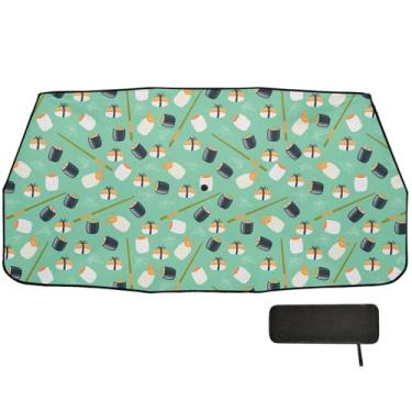 Imagem de Guarda-sol de desenho animado de sushi e pauzinhos para para-brisa de carro bloco UV SUV sombra de sol para para-brisa 147.3 cm x 75.4 cm