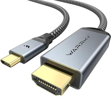 Imagem de Warrky Cabo Usb C para Hdmi 4K, 3,3 Pés Trançado, Alta Velocidade] Adaptador Thunderbolt 3 para Hdmi Compatível com Novo Ipad, Macbook Pro/Air, Imac, Galaxy S20 S10 S9 S8, Surface, Dell, Hp
