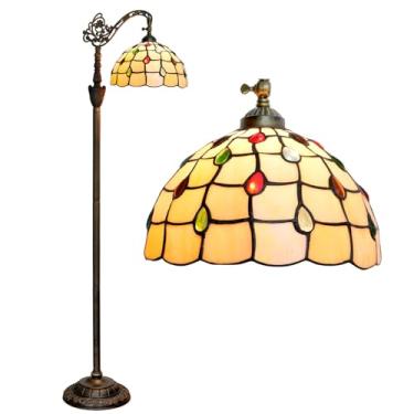 Imagem de Luminária de chão estilo Tiffany com vitral em arco, 30x45x160 cm, haste flexível ajustável, luminária de canto para leitura, decoração para quarto e sala de estar, Phoenix.