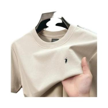 Imagem de Camiseta Masculina De Verão Em Seda E Algodão Com Manga Curta, Respirá