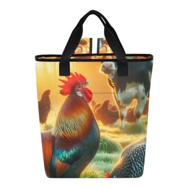Imagem de Mochila térmica de praia Rooster Hen Milk Cow impermeável com 36 latas isoladas para mulher 14 x 15 x 16 cm