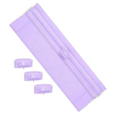 Imagem de Generic Cortador de papel, cortador de papel A4 reto pequeno portátil com proteção segura para artesanato cartão de etiqueta, álbum de recortes, roxo, com 3 lâminas