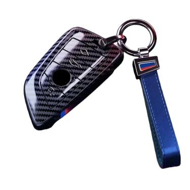 Imagem de Capa de chave de carro de fibra de carbono compatível com Bmw X1 X3 X4 X5 X6 X7 1 3 5 6 Série G20 G30 G11 F15 F16 G01 G02 F48 M Titular Chaveiro(Carbon black Pro)