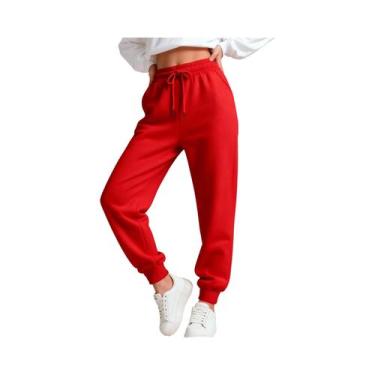 Imagem de Calças De Moletom Femininas Multicoloridas Com Cordão, Casuais, De Cor