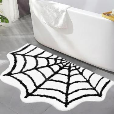 Imagem de MSYA Tapete de banho Spider, tapete interno de microfibra macia com suporte de TPR antiderrapante, absorvente de água, tapete felpudo lavável para banheiro, quarto e decoração de casa, 80 × 50 cm