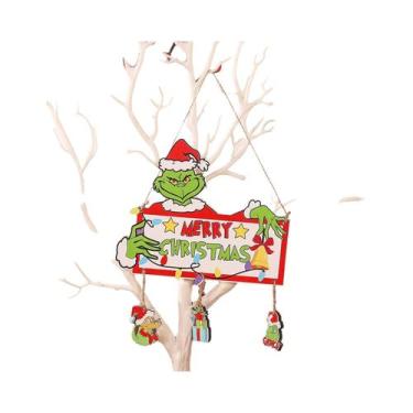 Imagem de Placas De Madeira Grinch Feliz Natal Para Decoração De Casa, Shoppings