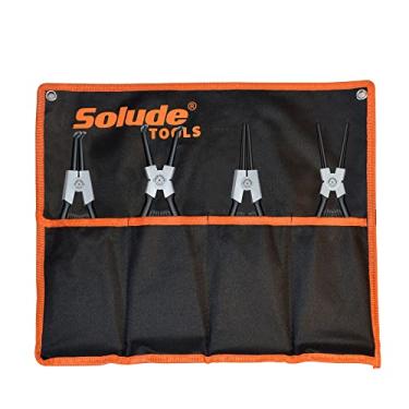 Imagem de Conjunto de 4 alicates de anel de pressão, kit de alicates de 23 cm com mandíbula reta dobrada, ferramenta de anel de pressão externo interno resistente para retenção de removedor de anel