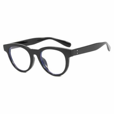 Imagem de HPIRME Óculos retrô com armação oval, para mulheres e homens, proteção UV400 para uso externo (preto e transparente)