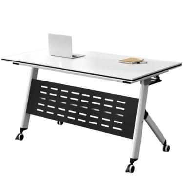 Imagem de DFEPPJHG Mesa de conferência dobrável, mesa de conferência de móveis de negócios, mesa retangular para sala de reuniões com rodas silenciosas, para casa, escritório, sala de conferências (159,8 x 49,8