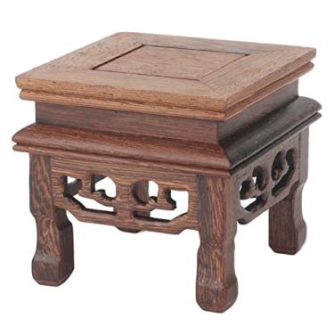 Imagem de GLOGLOW Suporte de Exibição de Madeira, Elevador de Madeira de Asa de Frango Elegante Estilo retrô, Pequeno e Leve, Com Base Quadrada Estável, para Bule de Plantas, Joias, Decoração de